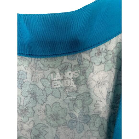 Land's End Maxi Dress Blue Floral Print Soft V-Neck Faux Wrap Cottagecore Small‎ - Picture 2 of 11